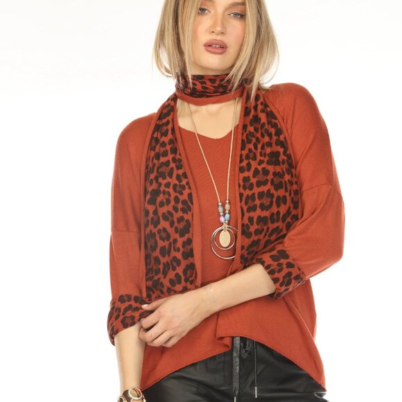 Rust Top With Leopard Print Scarf - Picture 16 of 16